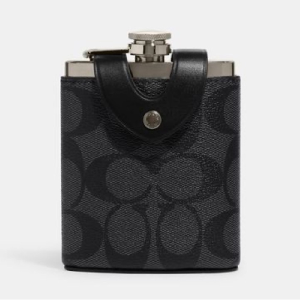 Coach Outlet Flask In Signature Canvas - Black